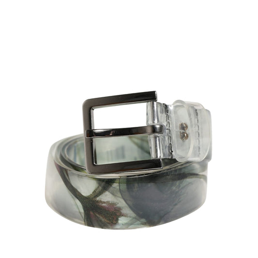 Dolce & Gabbana Men White Floral PVC Silver Metal Buckle Belt 1728,67345645728,90 cm / 36 Inches,Accessories,Belts - Accessories,Dolce & Gabbana,Material: 100% Calf Leather,Men,New with tags,Regular Belts - Belts - Accessories,White