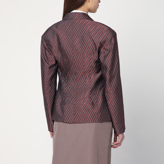 Dries Van Noten Burgundy striped jacket with padded balls