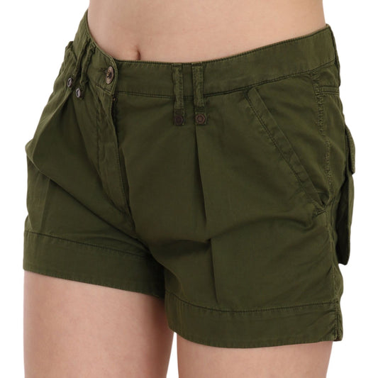 PLEIN SUD Emerald Mid Waist Cotton Shorts PLEIN SUD Dark Slate Gray