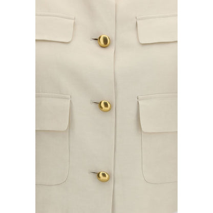P.A.R.O.S.H. Beige Viscose Sleeveless Jacket