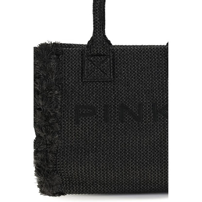 PINKO Black Raffia Shoulder Bag