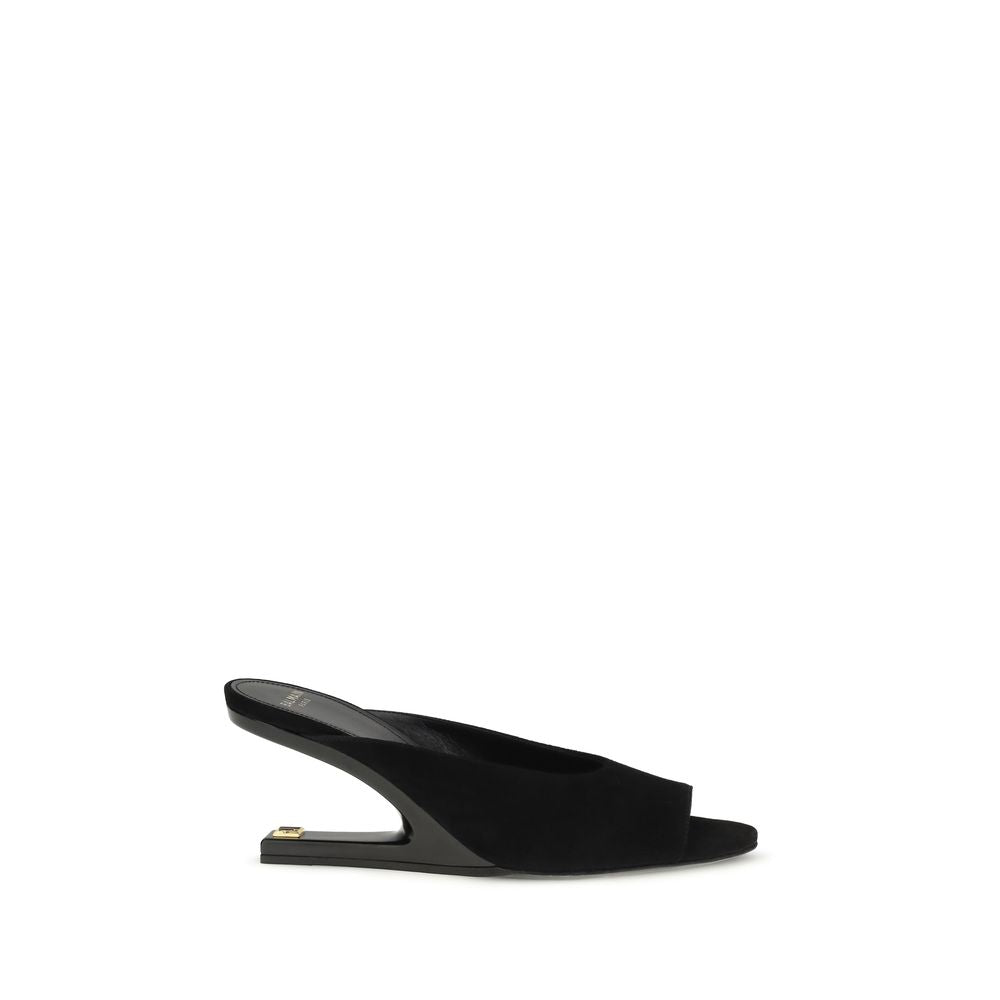 Balmain Black Goatskin Mules