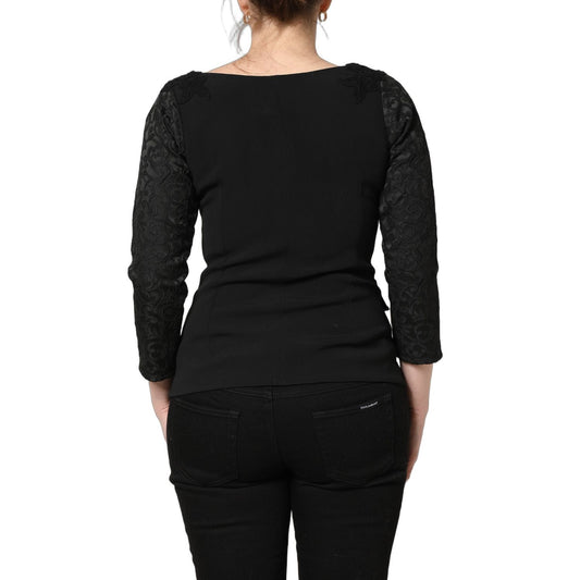 Dolce & Gabbana Black Button Fastening Lace Trimmed Blazer Jacket