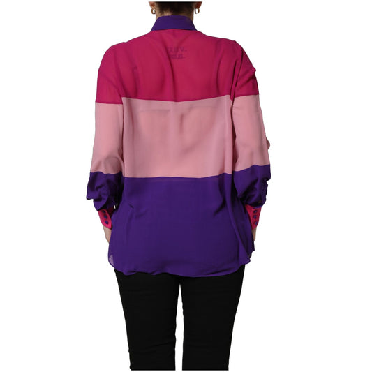 Dolce & Gabbana Multicolor Silk Patchwork Shirt Blouse Top
