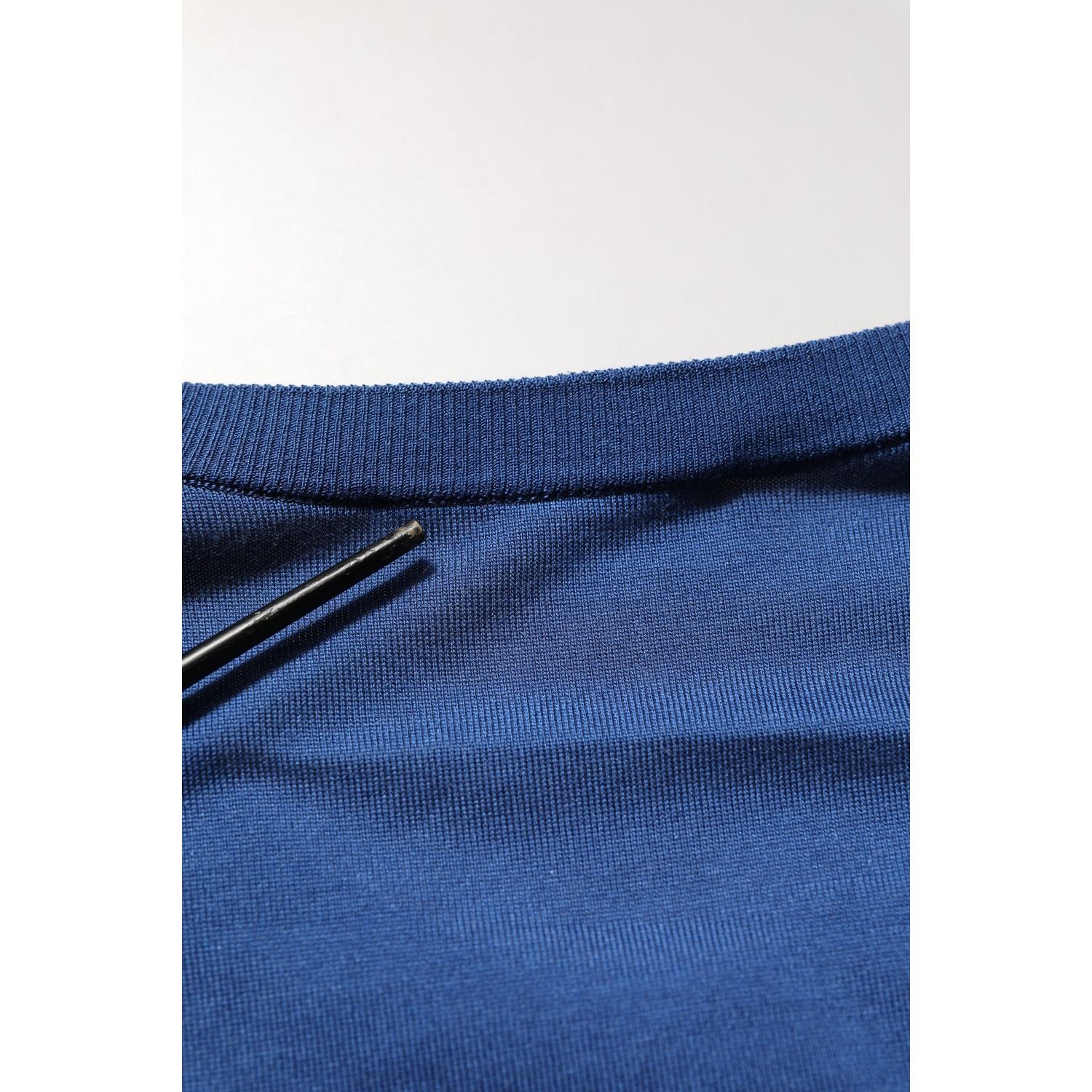 Dolce & Gabbana Blue Silk DG Logo Crew Neck Pullover Sweater