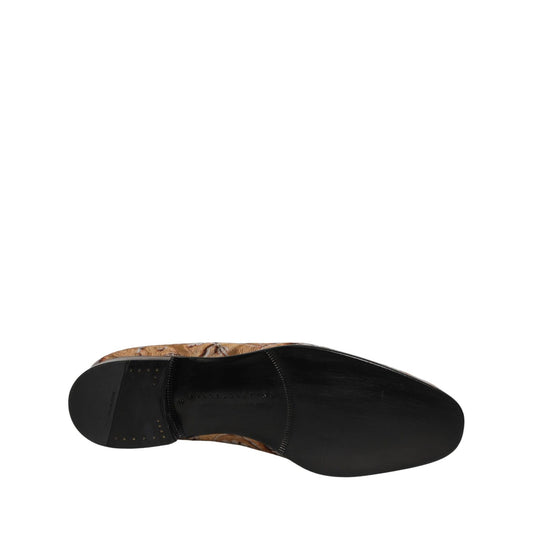 Dolce & Gabbana Beige Brocade Men Slip On Dress Loafers Shoes