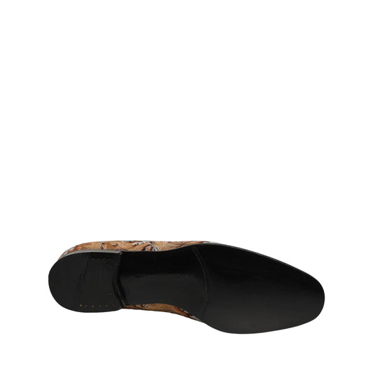 Dolce & Gabbana Gold Brocade Baroque Men Loafers Shoes