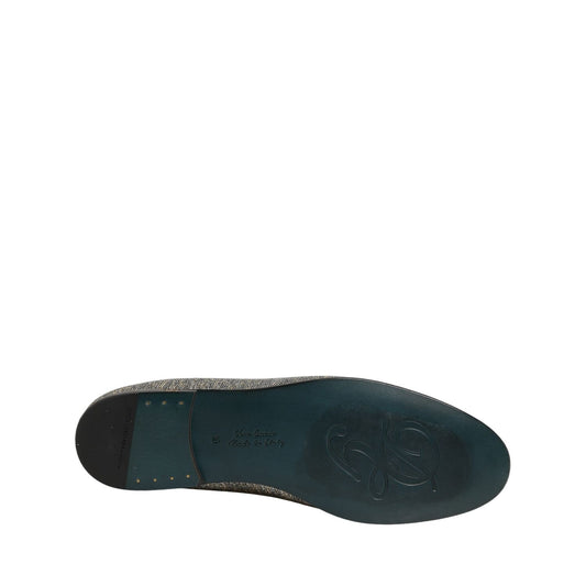 Dolce & Gabbana Gray Lurex Glitter Men Dress Loafers Shoes