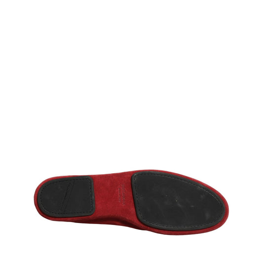 Dolce & Gabbana Red Suede Cross Slip On Dress Loafers Shoes