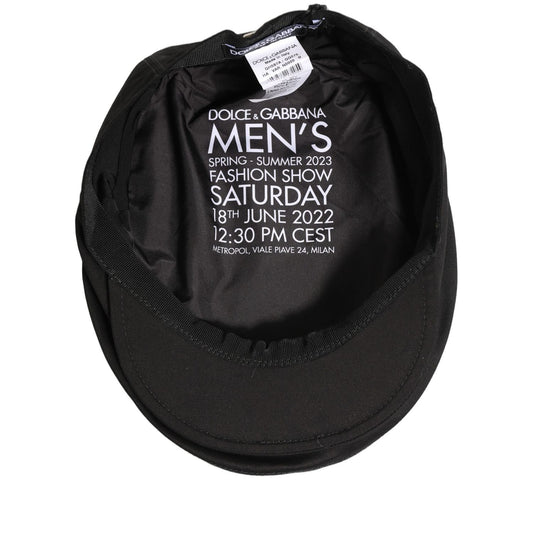 Dolce & Gabbana Men Black Cotton Stretch Newsboy Cloth Capello Hat