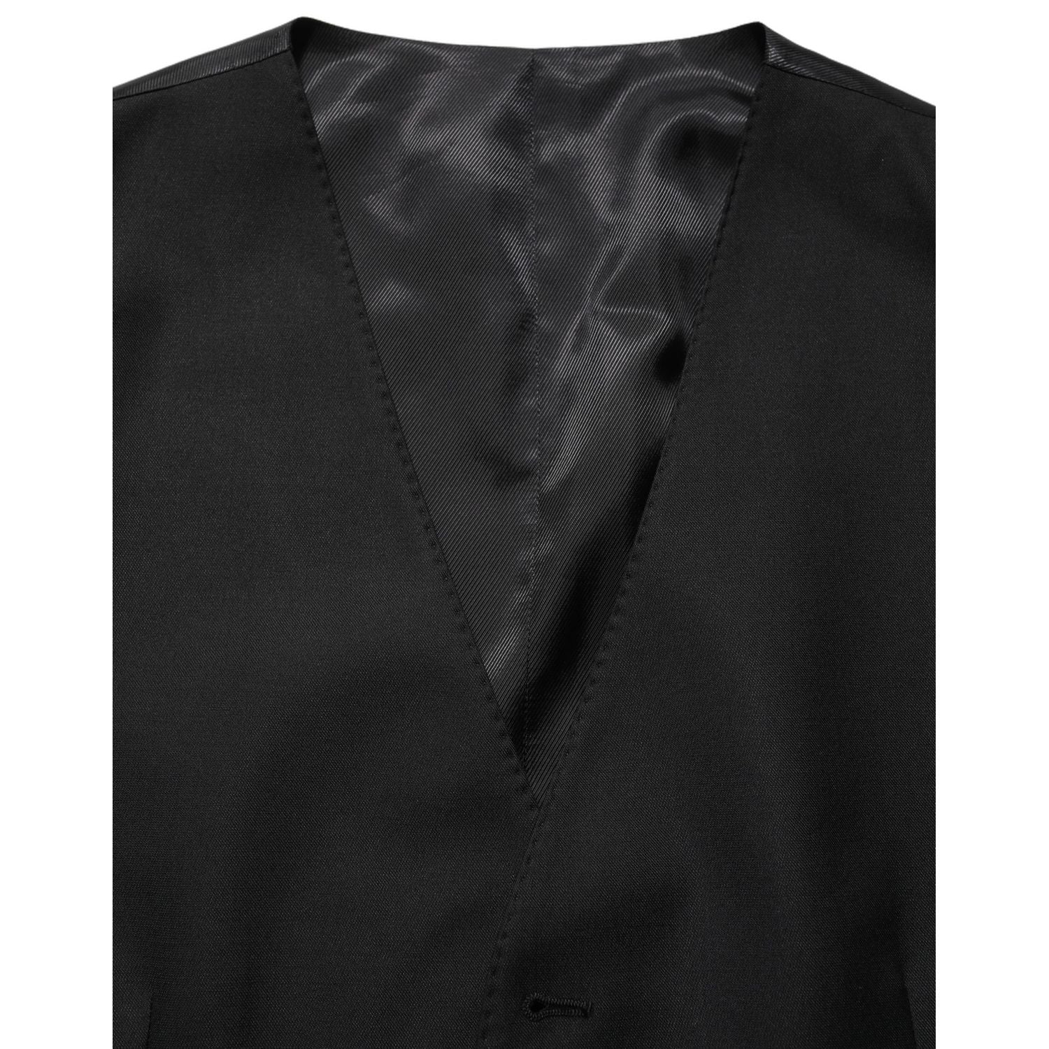 Dolce & Gabbana Black Wool Single Breasted Waistcoat Vest