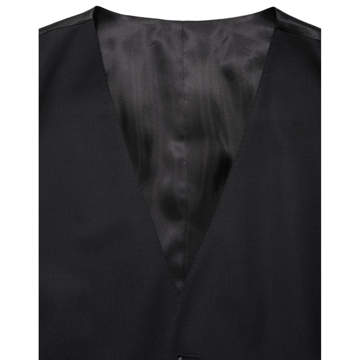 Dolce & Gabbana Black Wool Single Breasted Waistcoat Vest