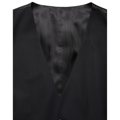 Dolce & Gabbana Black Wool Single Breasted Waistcoat Vest