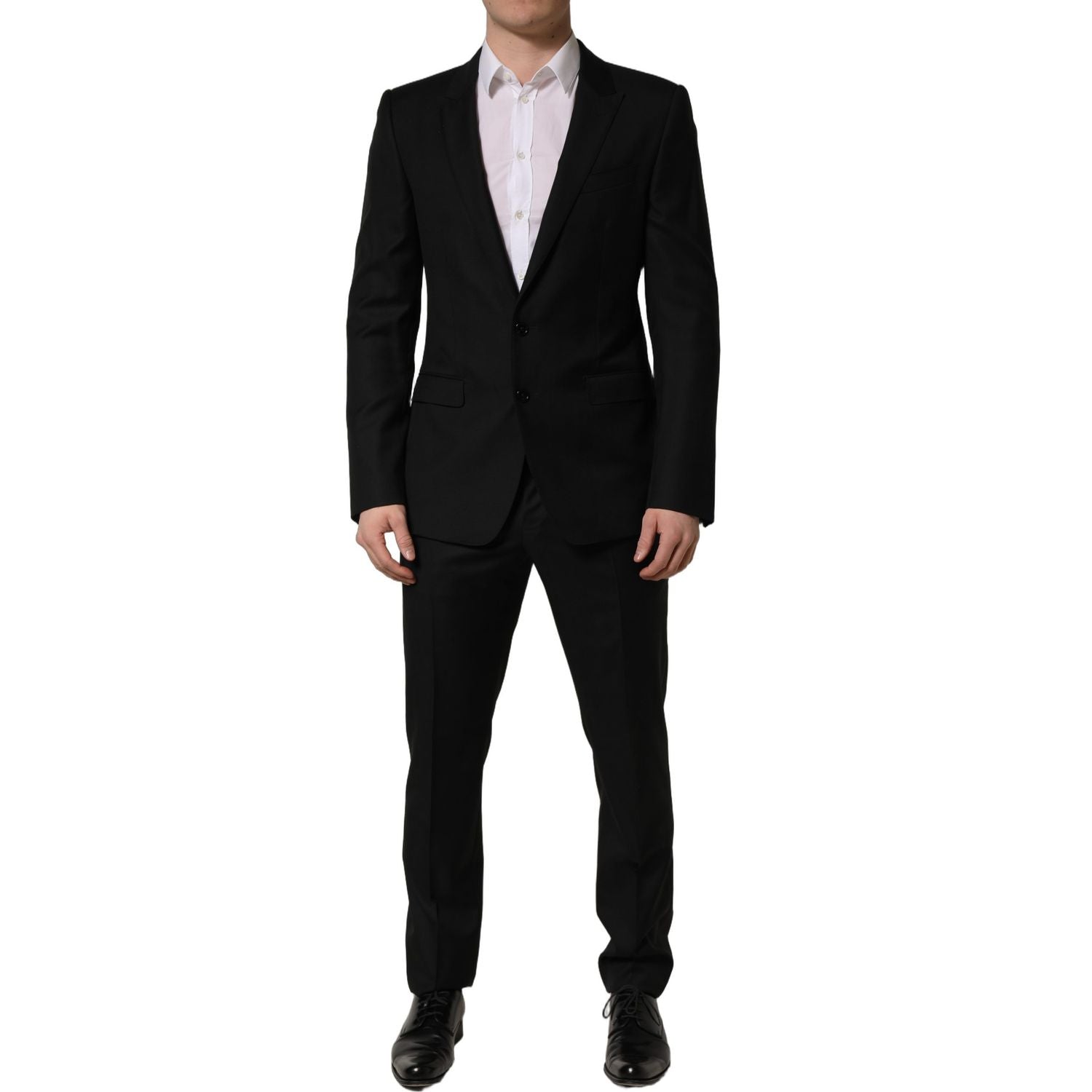 Dolce & Gabbana Black Wool Slim Fit Formal 2 Piece Men Suit