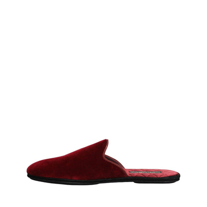 Dolce & Gabbana Red Suede Slides Flat Slipper Men Shoes