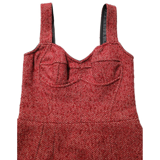 Dolce & Gabbana Multicolor Tweed Belted Babydoll Mini Dress
