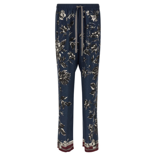 Dolce & Gabbana Blue Silk Casual Pants