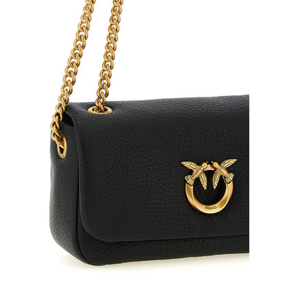 PINKO Black Lamb Leather Shoulder Bag
