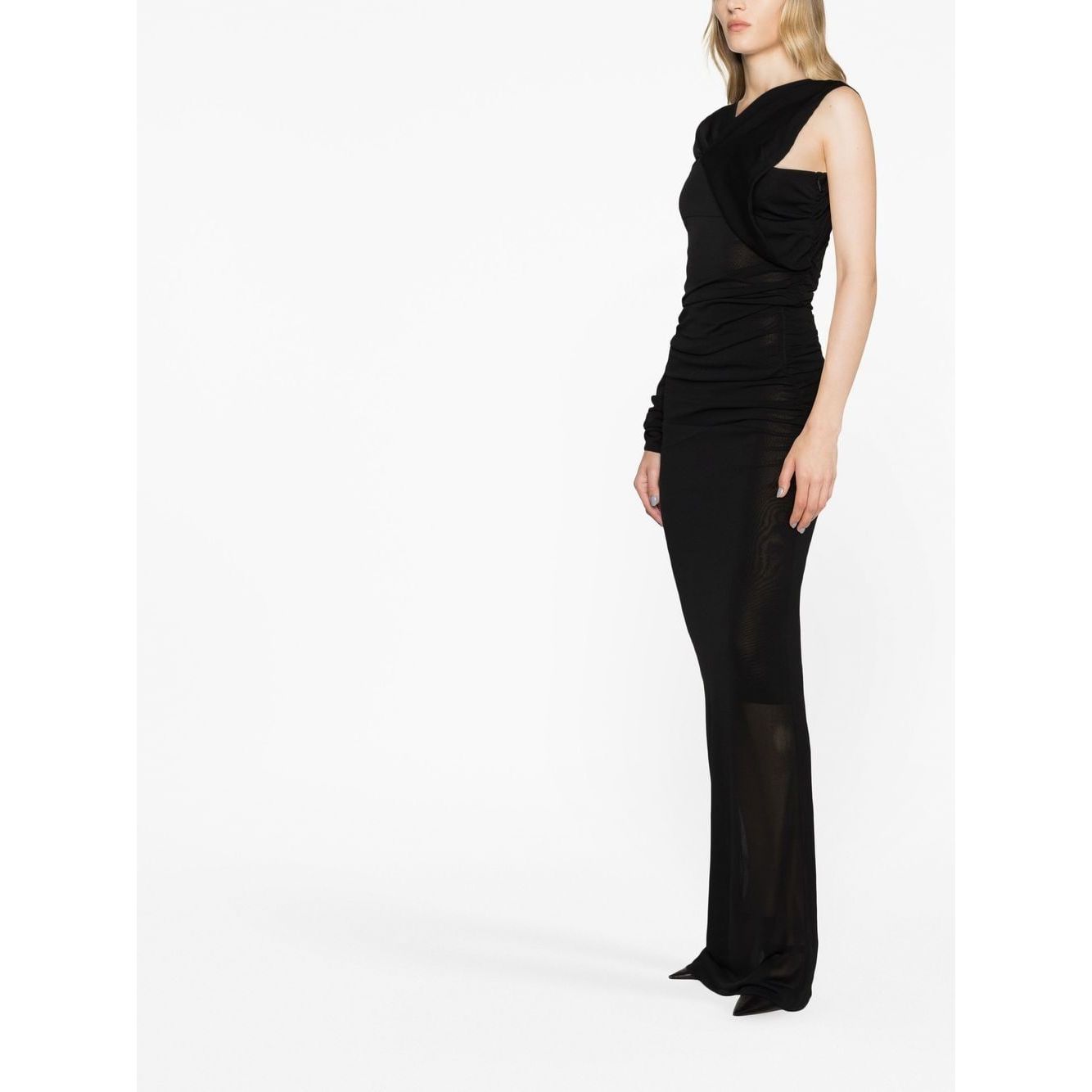 Saint Laurent semi-sheer one-sleeve long dress Dresses