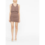Saint Laurent Sleeveless Draped Minidress Dresses