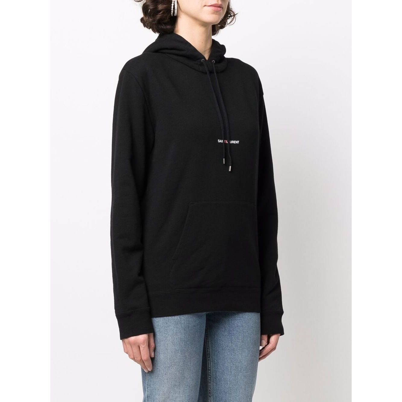 Saint Laurent Logo Print Hoodie Topwear