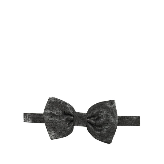 Dolce & Gabbana Men Metallic Black Silk Adjustable Neck Papillon Bow Tie