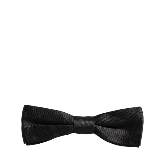 Dolce & Gabbana Men Black Floral Silk Adjustable Neck Papillon Bow Tie