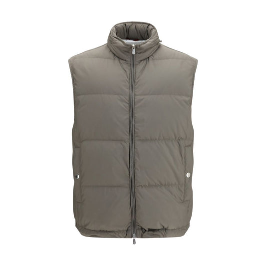 Brunello Cucinelli Gray Polyester Sleeveless Jacket