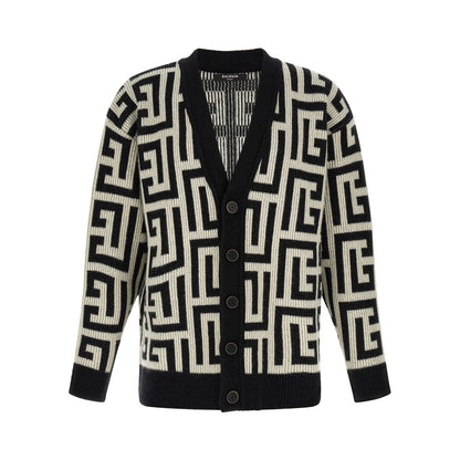 Balmain Bicolor Merino Wool Cardigan