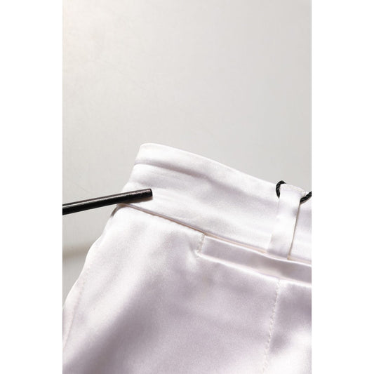 Dolce & Gabbana White Satin High Rise Women Hot Pants Shorts