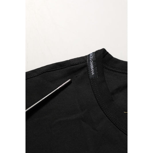 Dolce & Gabbana Black Cotton Crew Neck Short Sleeve T-shirt