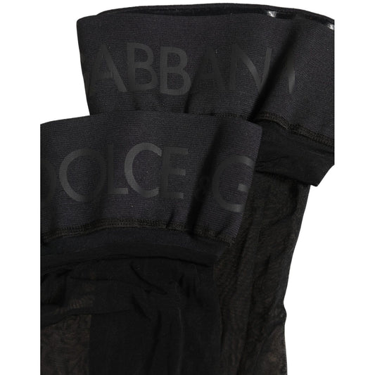 Dolce & Gabbana Black Nylon Logo Calf Long Women Accessory Socks