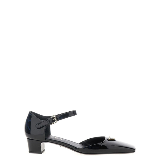 Prada Black Cowhide Mid Heel Pumps