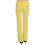 Just Cavalli Chic Yellow Corduroy Mid Waist Pants Just Cavalli Light Goldenrod