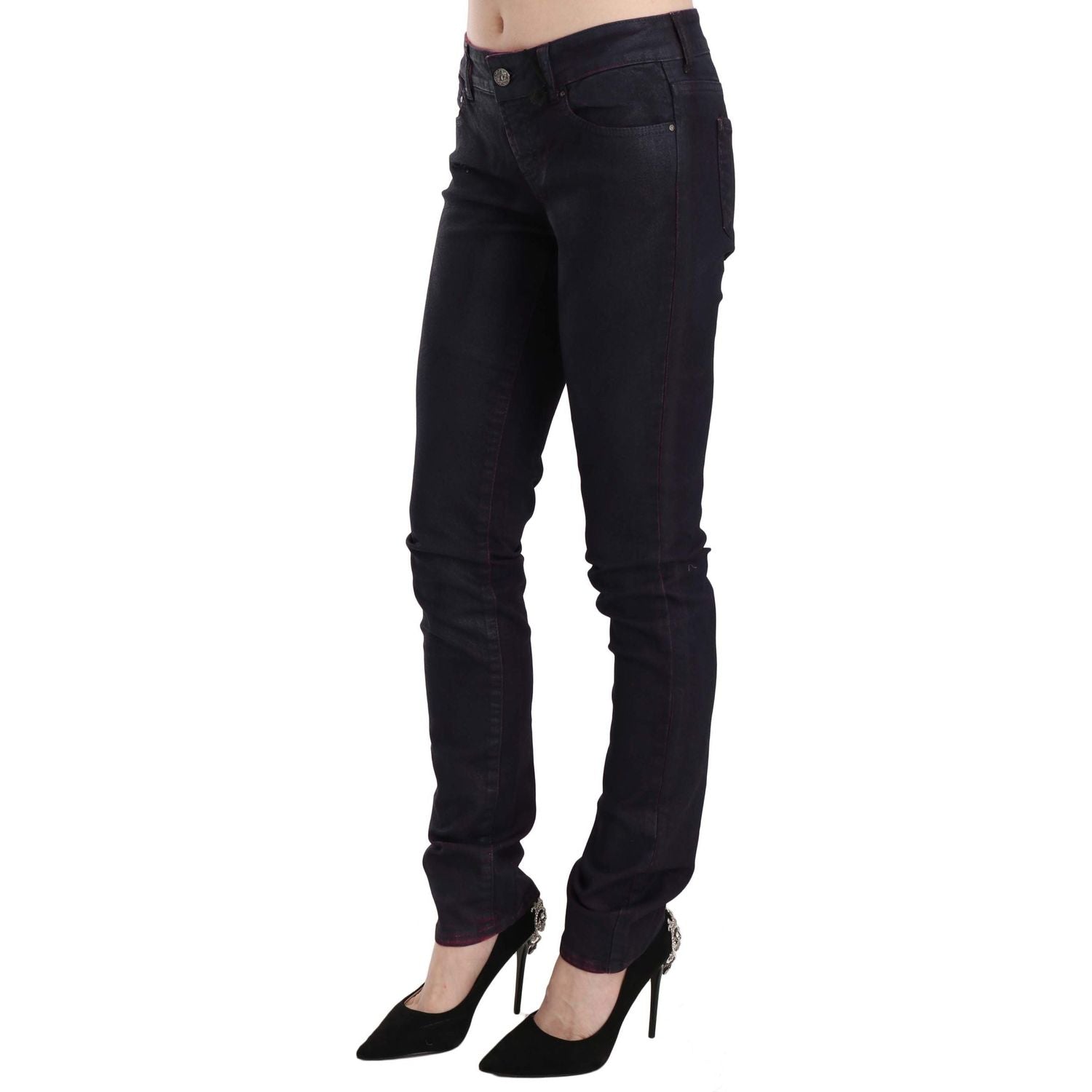 Just Cavalli Black Cotton Low Waist Skinny Denim Pants