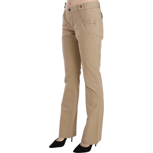 Just Cavalli Beige Mid Waist Straight Leg Pants Jeans & Pants Just Cavalli Rosy Brown