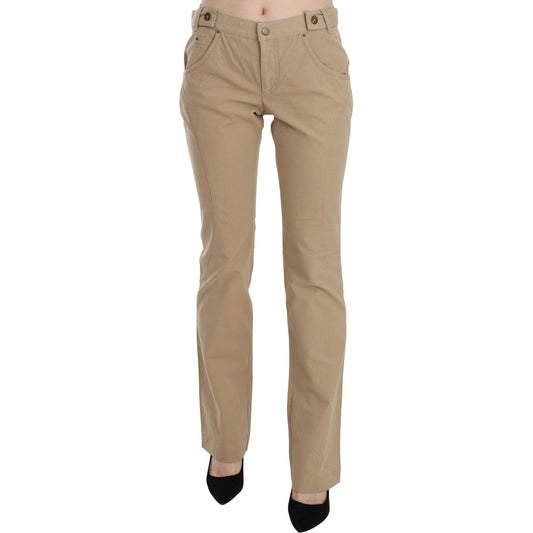 Just Cavalli Beige Mid Waist Straight Leg Pants Jeans & Pants Just Cavalli Rosy Brown
