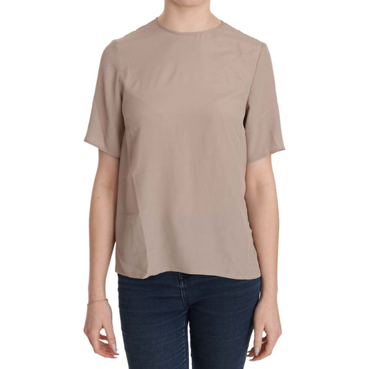 Dolce & Gabbana Beige Crew Neck Short Sleeve Blouse