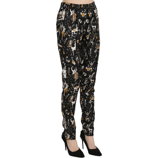 Dolce & Gabbana Elegant High Waist Tapered Silk Pants Jeans & Pants Dolce & Gabbana Gray