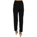 Dolce & Gabbana Black Button Pleated Tapered Trouser Pants Jeans & Pants