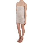 John Richmond Beige Beaded Silk Short Mini Gown Dress Dresses