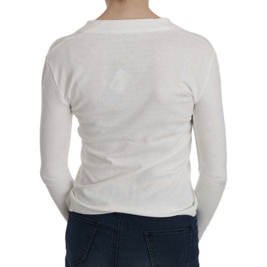 BYBLOS Elegant White V-Neck Cropped Cardigan Blouse BYBLOS Gray