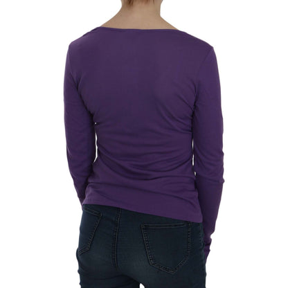 Exte Purple Crystal Embellished Long Sleeve Casual Top