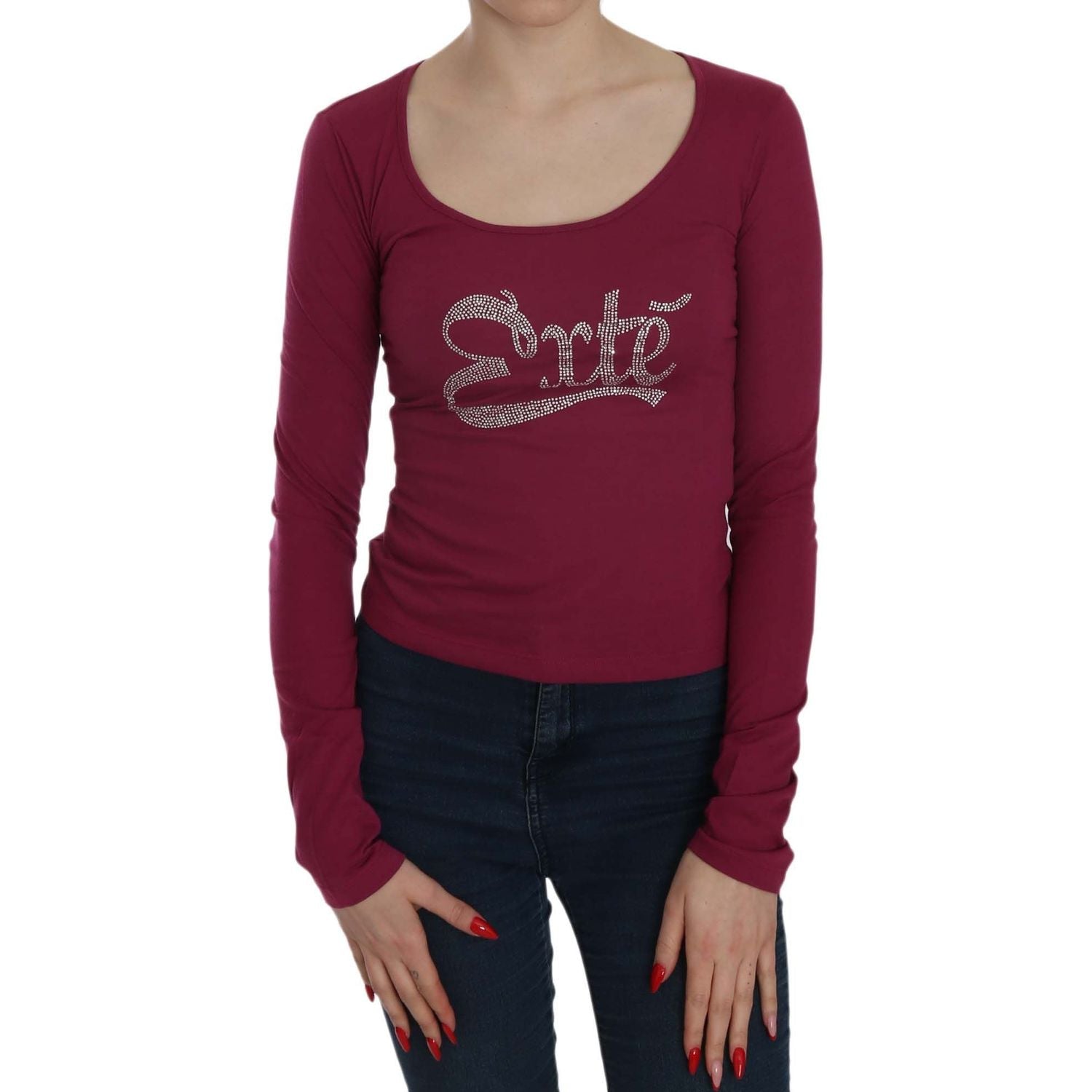 Exte Crystal Embellished Long Sleeve Casual Top