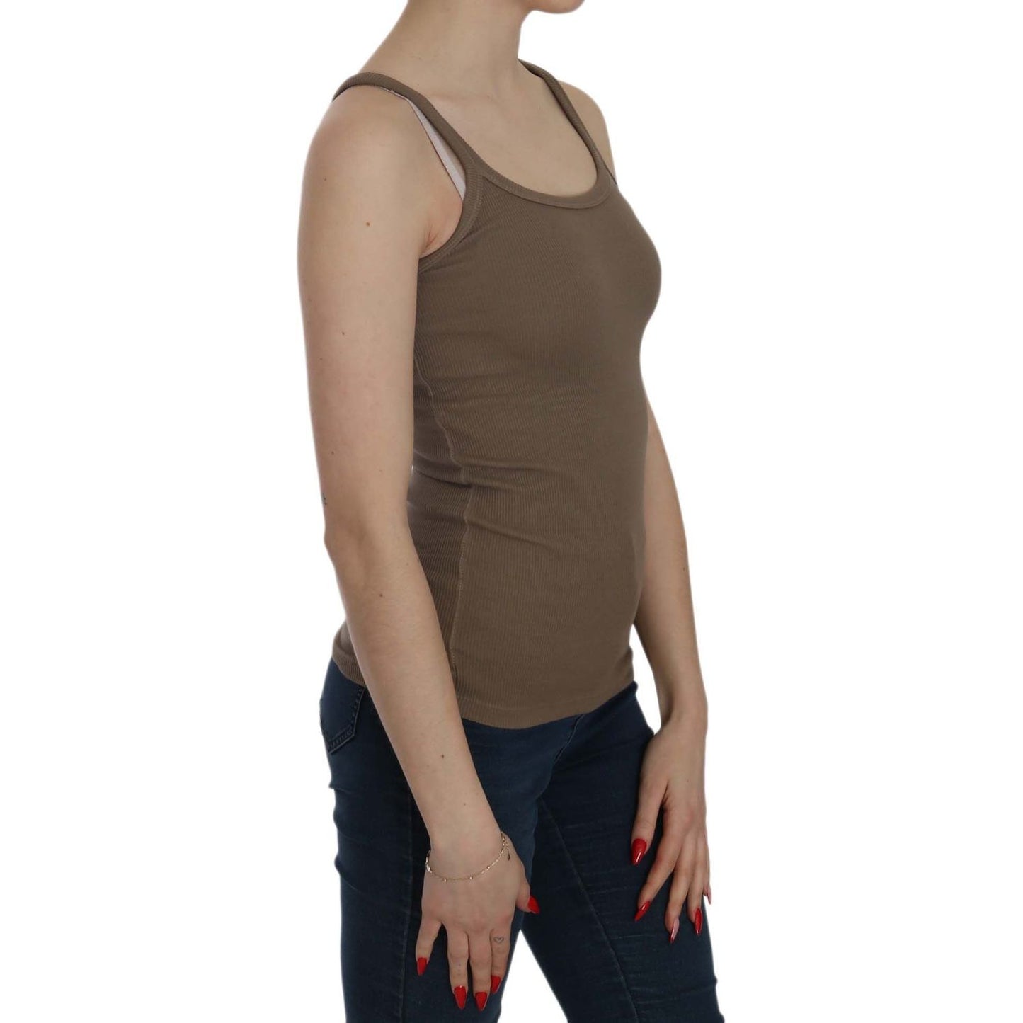 PINK MEMORIES Brown Sleeveless Spaghetti Strap Top