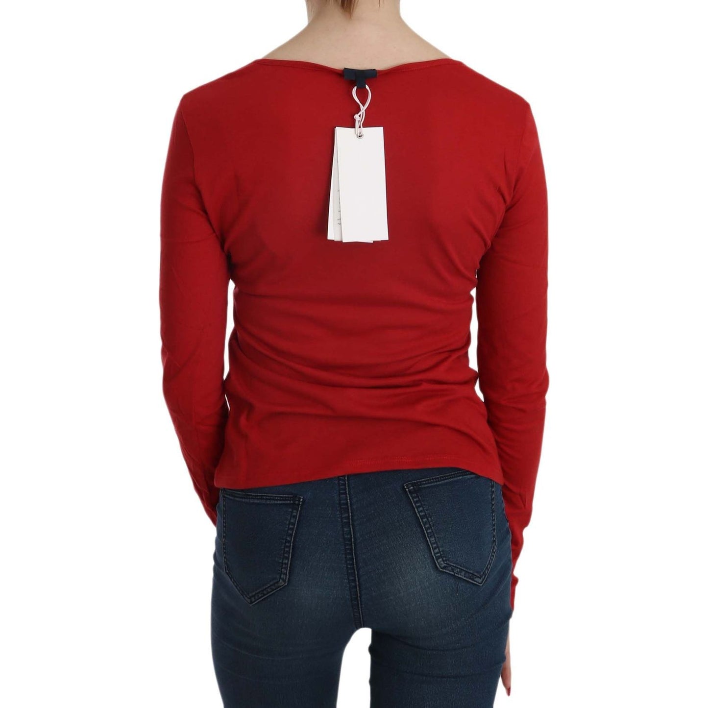 Exte Red Crystal Embellished Long Sleeve Blouse
