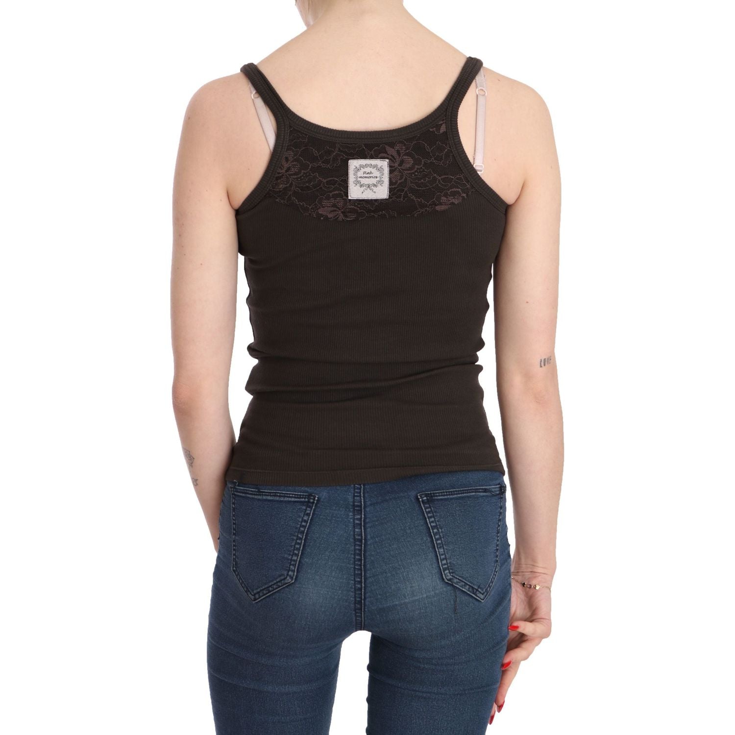 PINK MEMORIES Dark Brown Sleeveless Spaghetti Strap Blouse