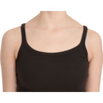 PINK MEMORIES Elegant Dark Brown Spaghetti Strap Blouse PINK MEMORIES Black