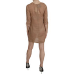 PINK MEMORIES Elegant Brown Shift Mini Dress PINK MEMORIES Dim Gray