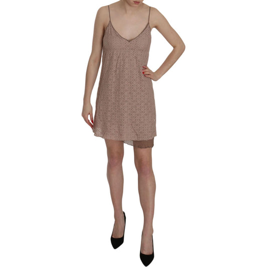 PINK MEMORIES Beige A-Line Spaghetti Strap Mini Dress Dresses PINK MEMORIES Dim Gray